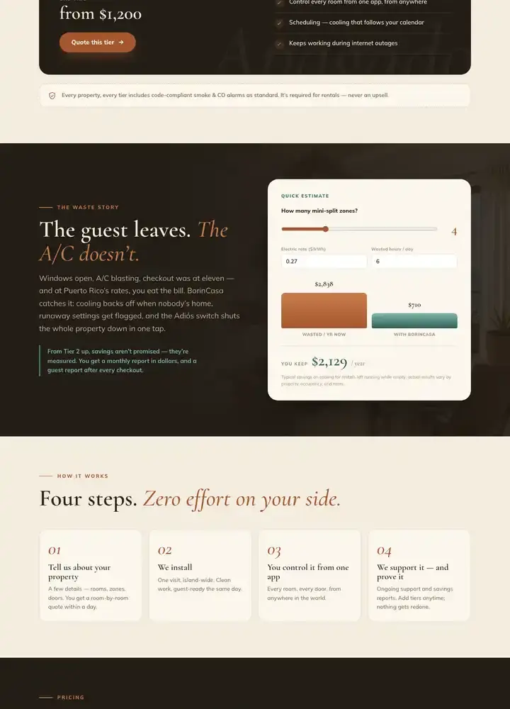 BorinCasa website, full-page screenshot, part 2 of 5