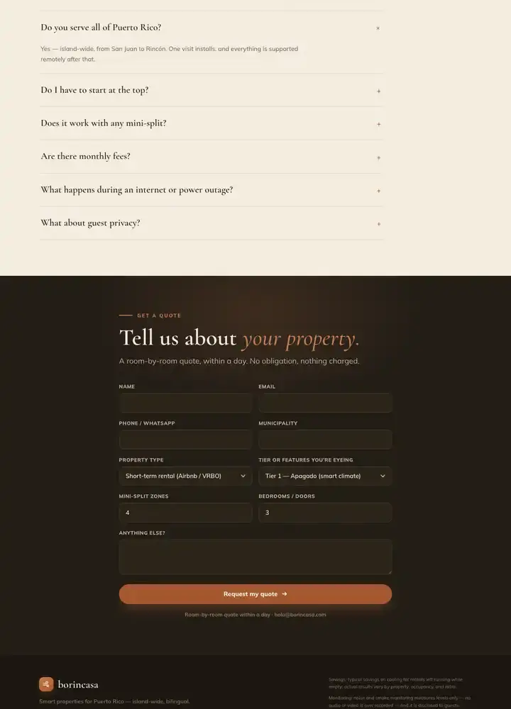 BorinCasa website, full-page screenshot, part 4 of 5