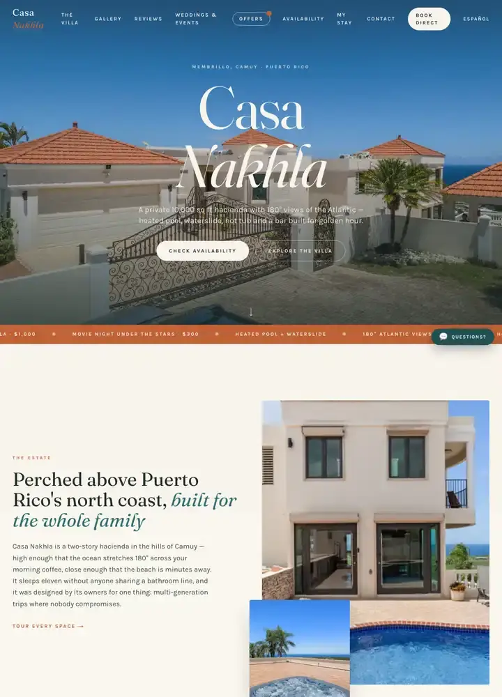 Casa Nakhla website, full-page screenshot, part 1 of 6