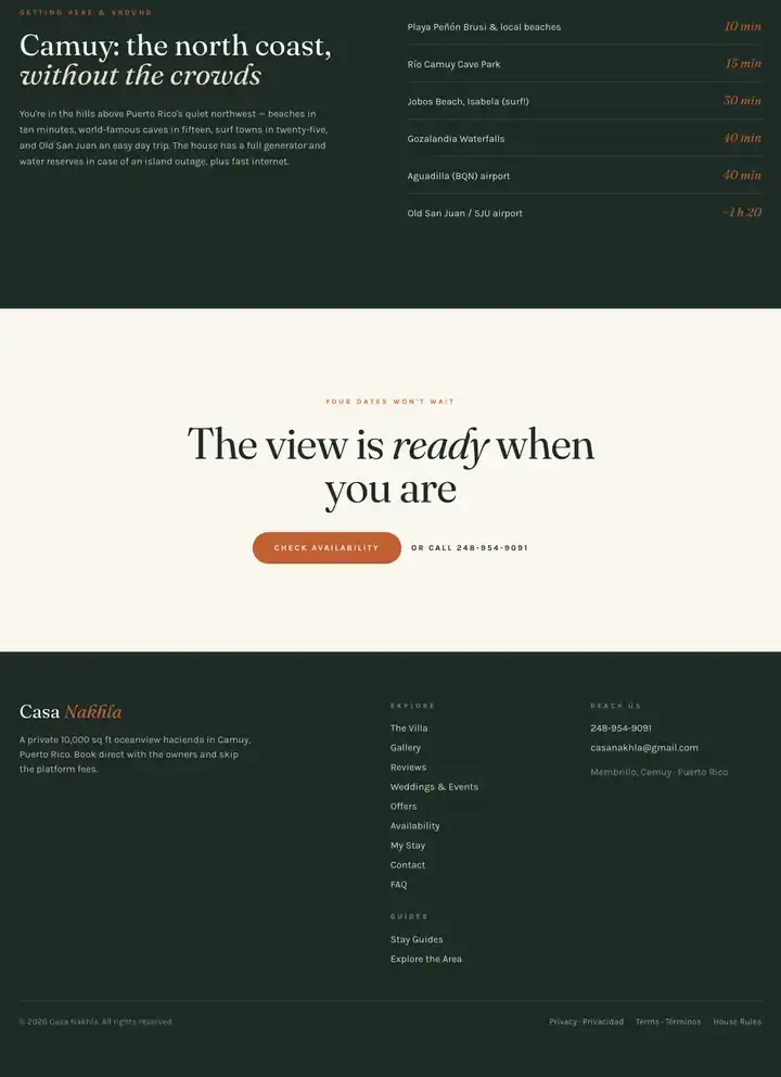 Casa Nakhla website, full-page screenshot, part 6 of 6